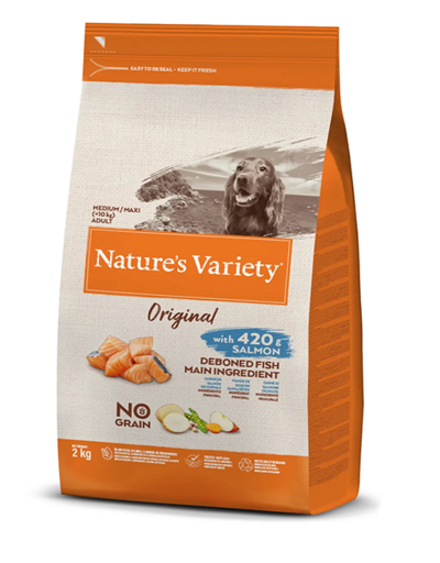 NATURE´S VARIETY DOG ADULT ORIGINAL NO GRAIN MEDIUM/MAXI SALMÓN 